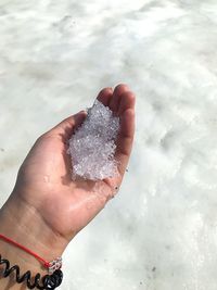 Close-up of hand holding ice cream