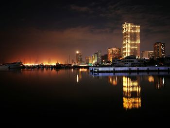 City lit up at night
