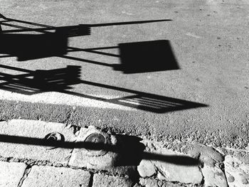 High angle view of shadow on sand