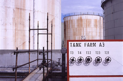 Store tanks and tap knob at oil refinery