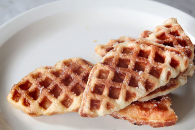 High angle view of breakfast served in plate