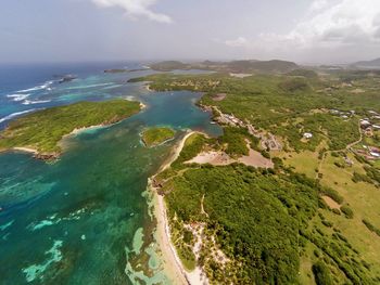 High angle view of beach against sky