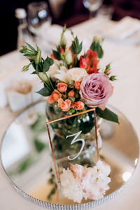 Close-up of flower bouquet on table