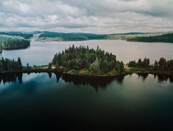 Scenic view of lake against sky