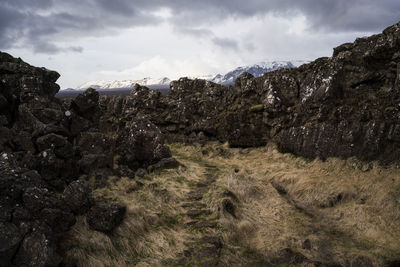 Rock formation view in thingvellir national park
