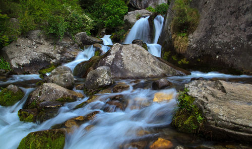 Scenic view of waterfall