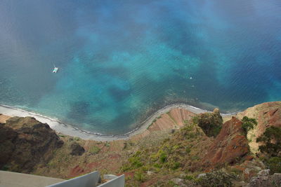 High angle view of beach and sea