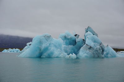 Scenic view of frozen sea against sky