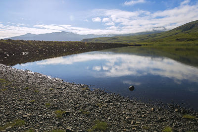 Scenic view of lake against sky