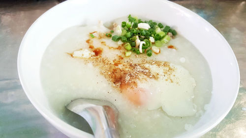 High angle view of food in bowl