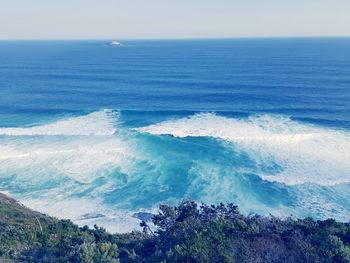 Scenic view of sea against clear sky