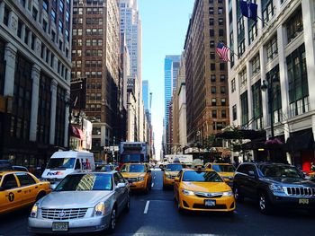 Traffic on road in city