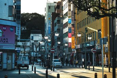 View of city street and buildings