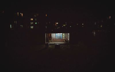 Illuminated house at night