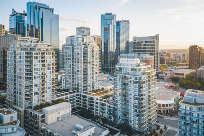 East downtown calgary summer sunset aerial