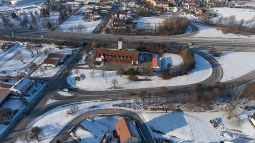 High angle view of highway in city