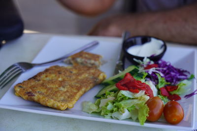 Close-up of meal served in plate