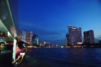 City skyline at dusk