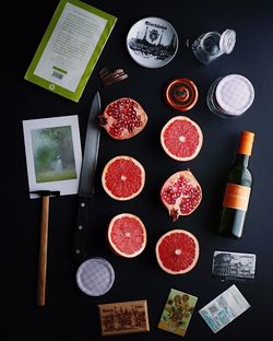 High angle view of food on table