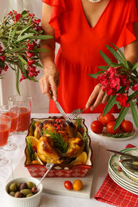 Summer lunch, baked chicken in the oven.