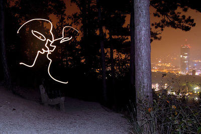 Illuminated city at night