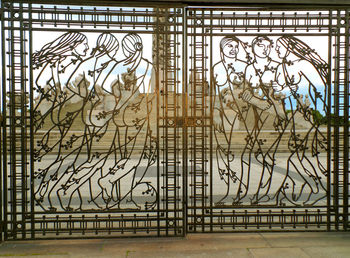 Closed metal gate of building