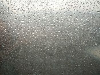 Full frame shot of raindrops on glass window