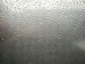 Full frame shot of raindrops on glass window