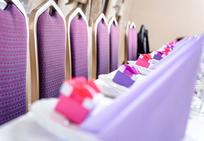 Tables and chairs decorated during wedding