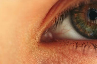 Cropped image of person with green eyes