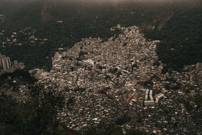 High angle view of  favelas cityscape