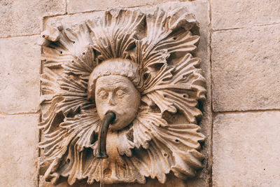 Close-up of animal representation on wall