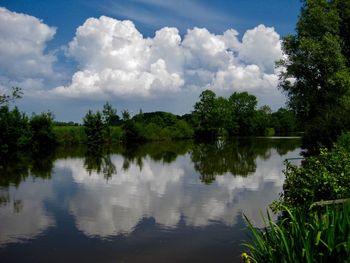 Scenic view of lake against sky