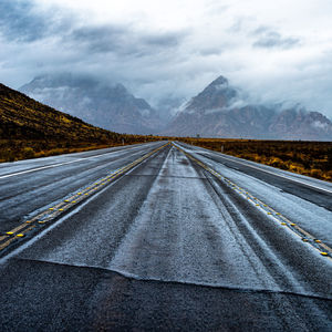 Surface level of road against sky