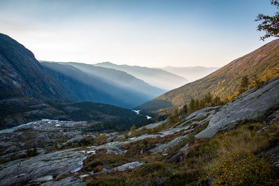 Scenic view of mountains against sky