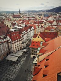 High angle view of townscape against sky