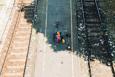 High angle view of elevated walkway