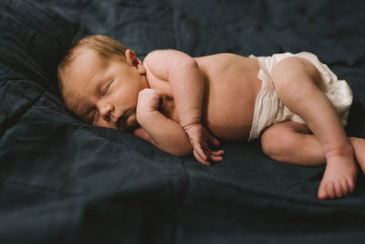 View of baby sleeping