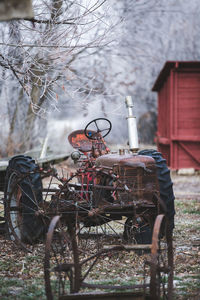 Tractor parked on field