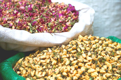 High angle view of vegetables for sale at market