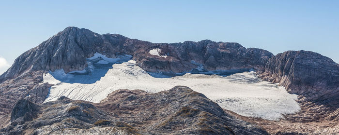 Scenic view of mountains against clear sky