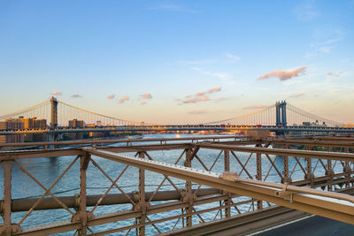 Suspension bridge over river