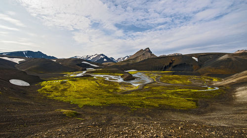 Landscape image of the fjallabak area in the icelandic highlands