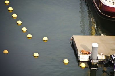 High angle view of ship in sea
