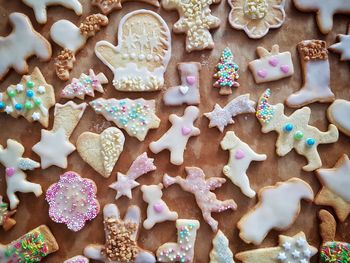 Full frame shot of cookies on table