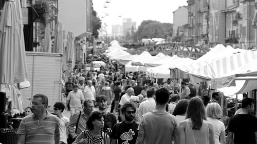 People at market in city