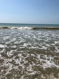 Scenic view of sea against clear sky