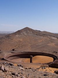 Scenic view of desert against clear sky