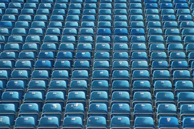Full frame shot of blue seats at stadium