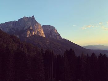 Scenic view of mountains against clear sky